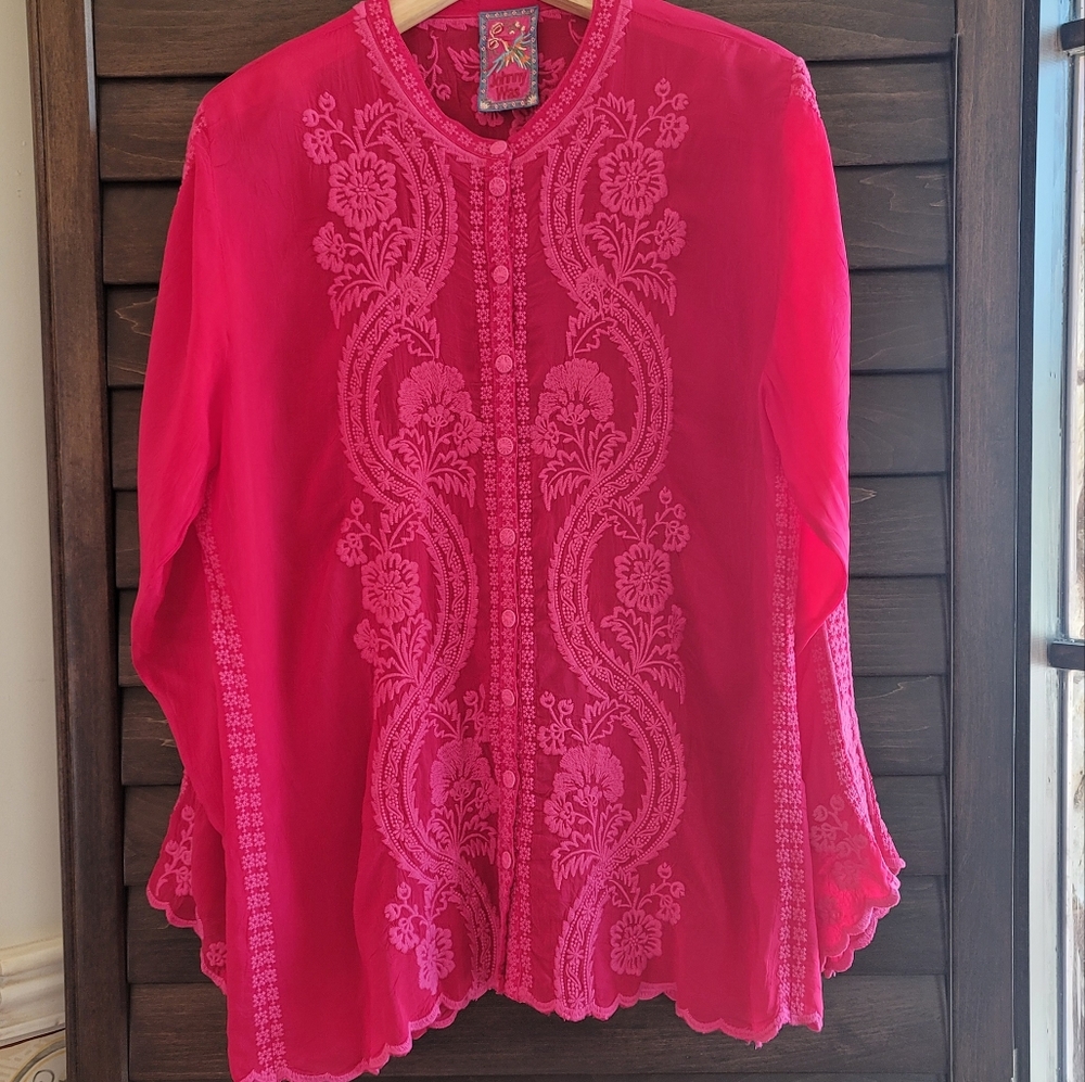 Johnny Was Fuchsia Blouse Size L